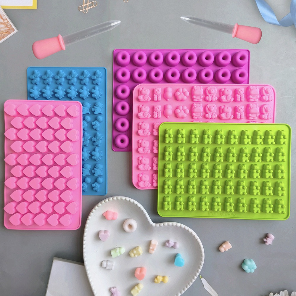 Silicone Mold Tray - 7개의 캔디 실리콘 몰드와 2개의 드롭퍼