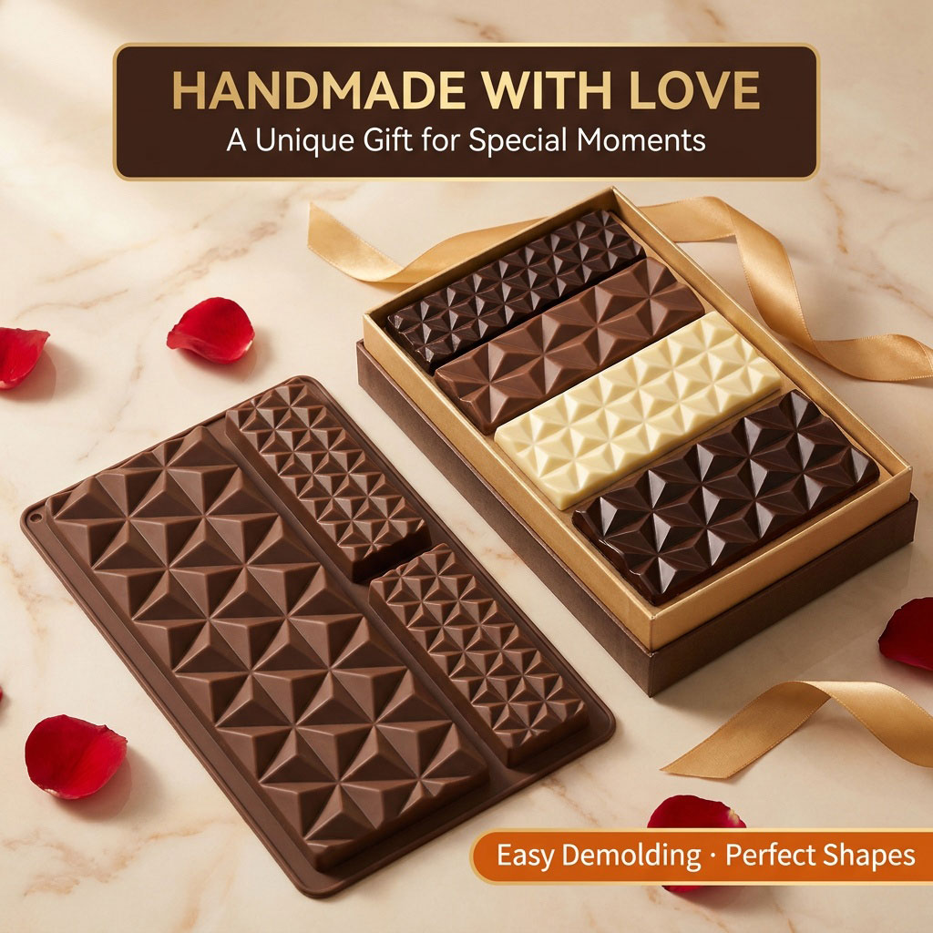 Silicone Mold Tray - 2-in-1 실리콘 초콜릿 바 몰드, 재사용