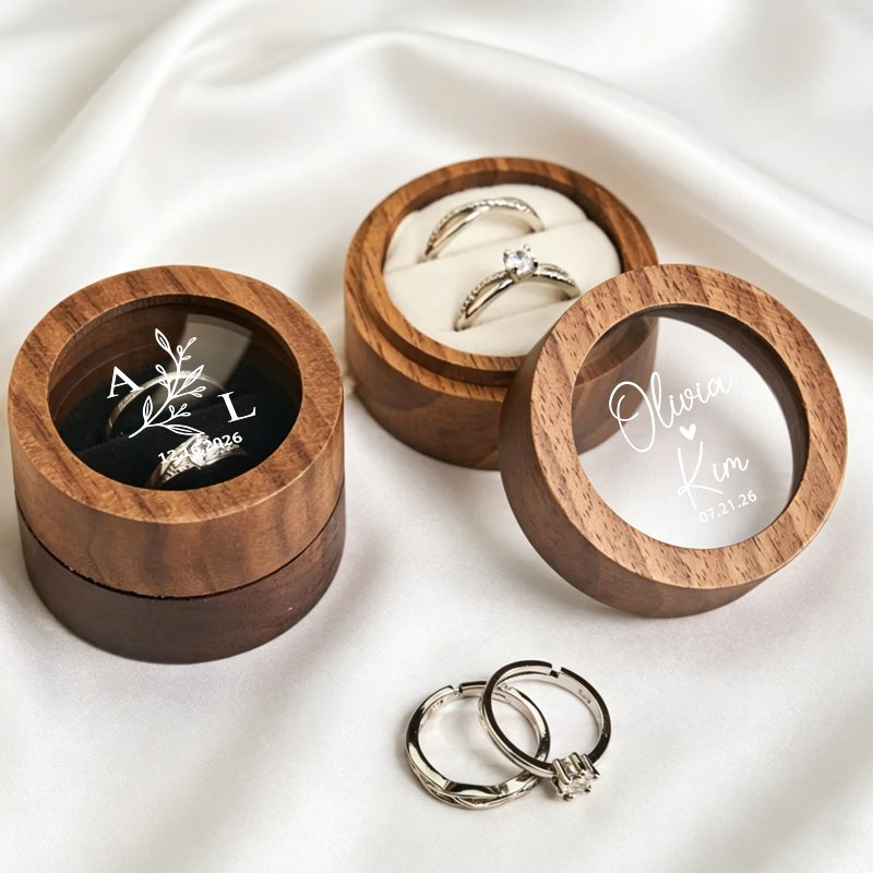 Wood Ring Blank - 개인 맞춤형 웨딩 반지 상자, 원형