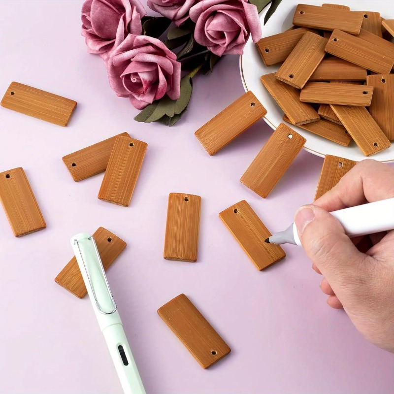 Wood Ring Blank - 100개 천연 나무 블랭크 45x20mm 대나무