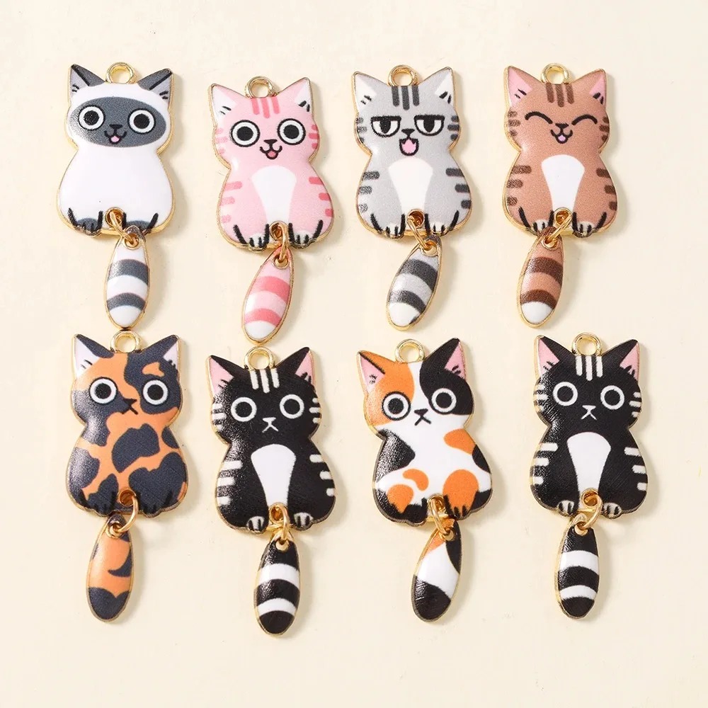 Resin Crafts Diy - 10Pcs 16×39mm 귀여운 만화 고양이 수지