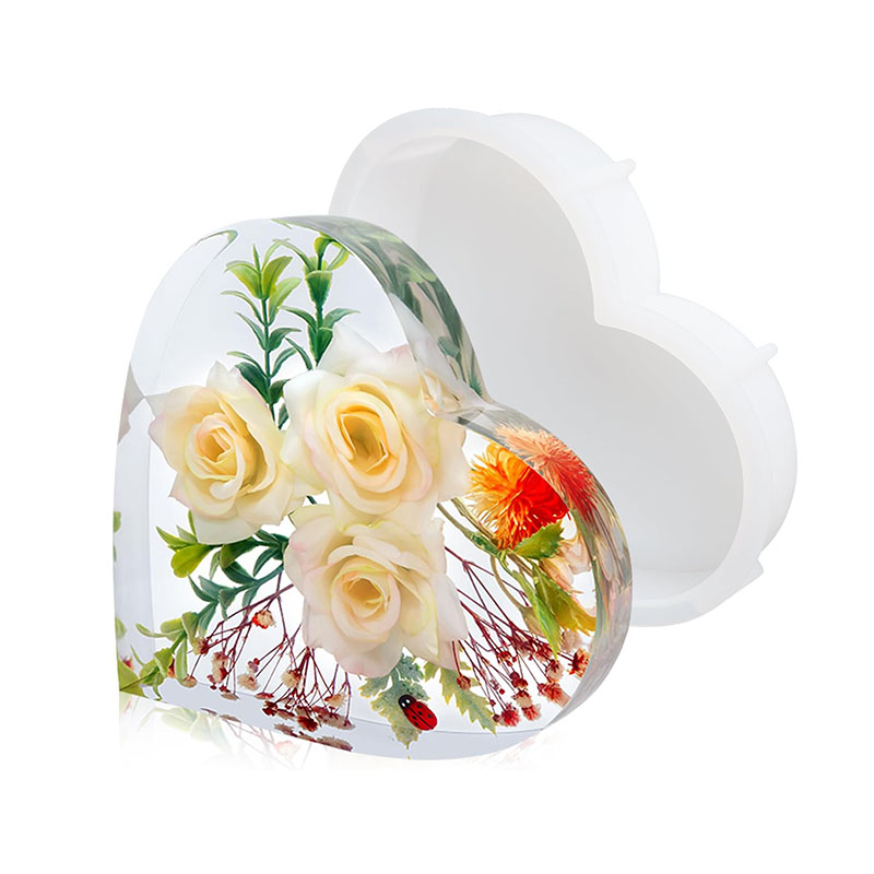 Flower Preservation Resin - 대형 하트 에폭시 수지 몰드 꽃