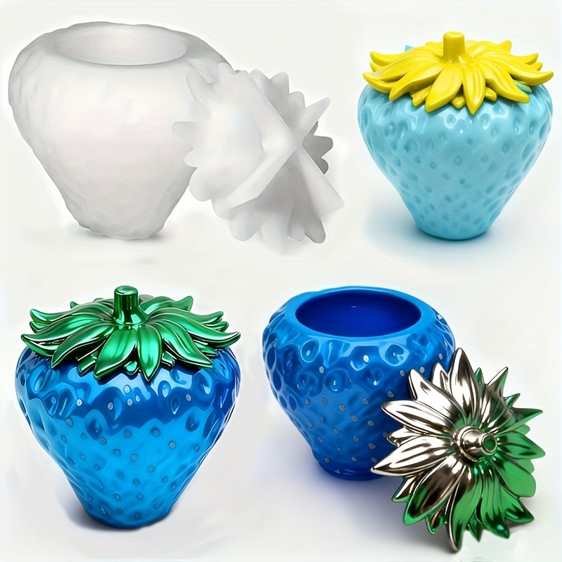Resin Craft Ideas - 뚜껑이 있는 딸기 모양 레진 몰드