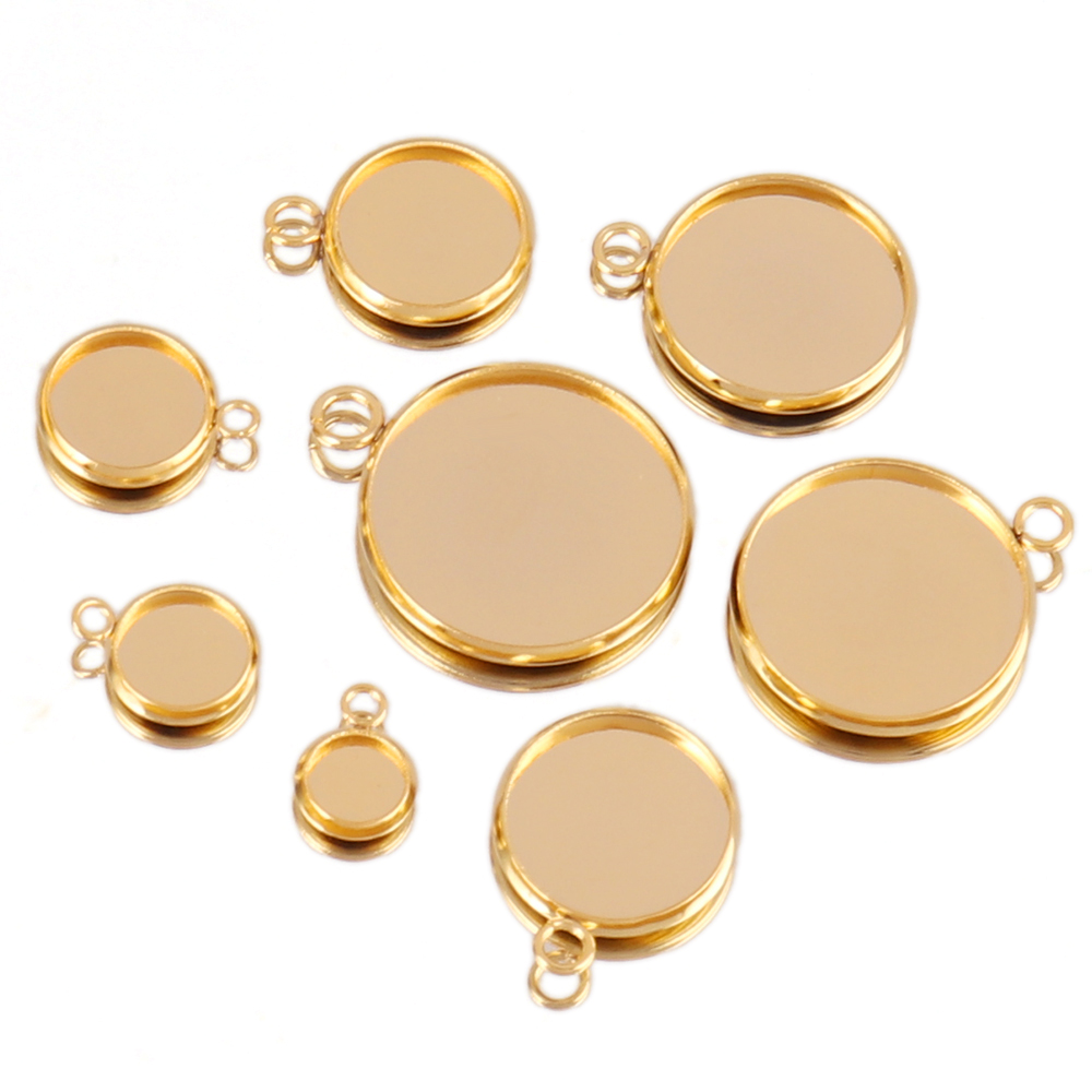 Bezels Set Pendant - 10개 스테인리스 스틸 카보숑 4.9 6.1