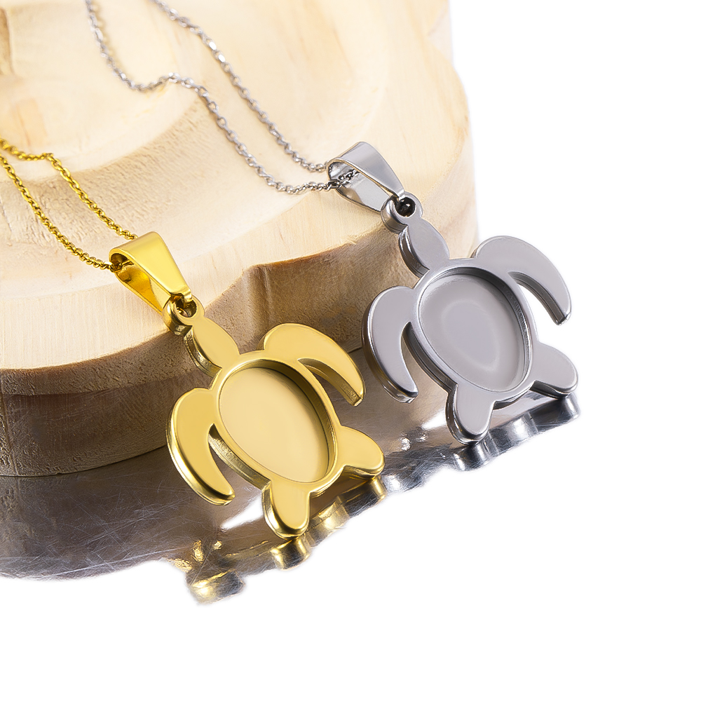 Bezels Set Pendant - 1개 5개 스테인리스 스틸 금도금 거북이
