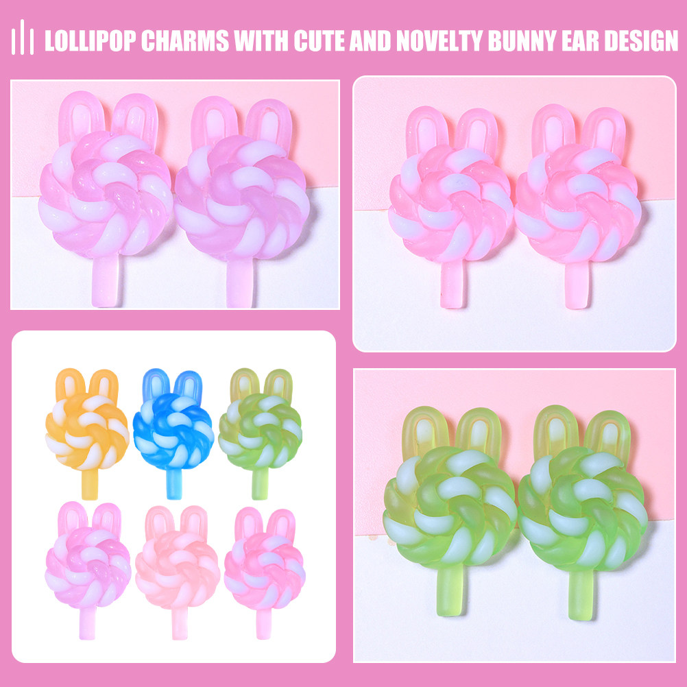 24Pcs 귀여운 만화 롤리팝 참 토끼 모양의 빛나는  - Resin Crafts Diy 리뷰 및 가격