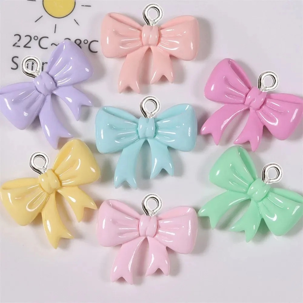 10 조각 캔디 컬러 보우 수지 참 수제 장식품 여성  - Resin Crafts Diy 리뷰 및 가격