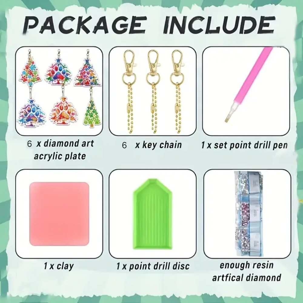6개/세트 DIY 크리스마스 트리 패턴 다이아몬드 페인 - Resin Craft For Beginners 리뷰 및 가격