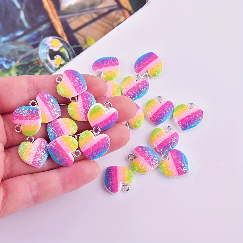 10Pcs 다채로운 하트 수지 참 귀여운 혼합 색상 사 - Resin Crafts Diy 리뷰 및 가격