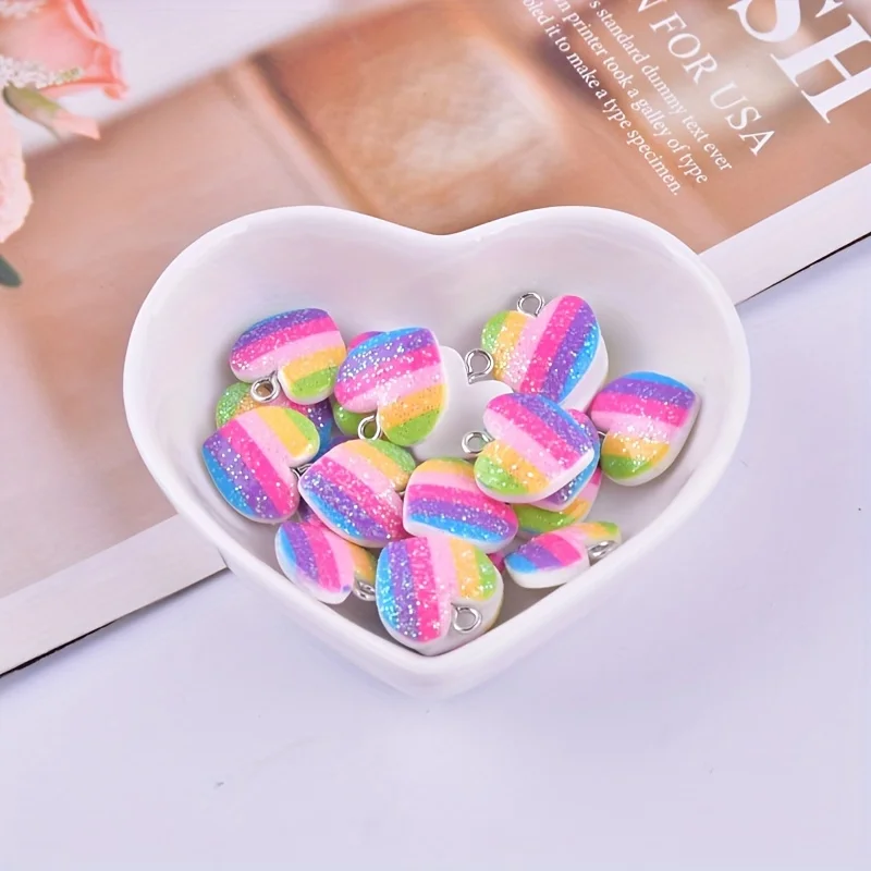 10Pcs 다채로운 하트 수지 참 귀여운 혼합 색상 사 - Resin Crafts Diy 리뷰 및 가격