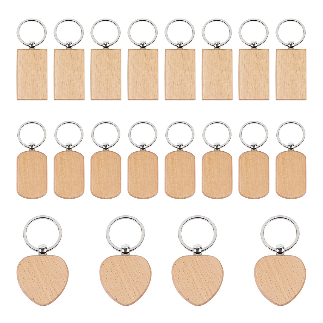 20PCS 미완성 나무 열쇠고리 블랭크 직사각형 하트  - Wood Ring Blank 리뷰 및 가격