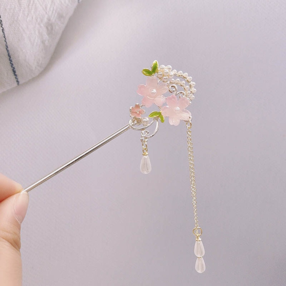 1피스 중국식 헤어 스틱: 핑크색 수지 꽃, 진주 및  - Resin Craft Ideas 리뷰 및 가격