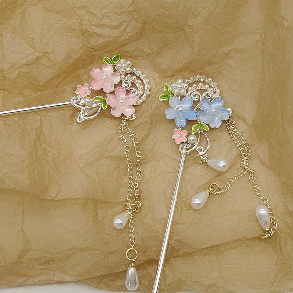1피스 중국식 헤어 스틱: 핑크색 수지 꽃, 진주 및  - Resin Craft Ideas 리뷰 및 가격