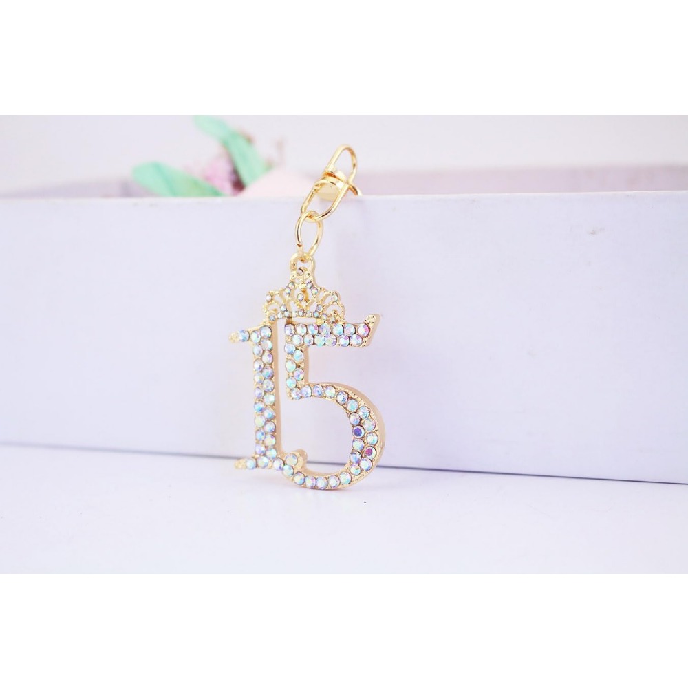 반짝이는 숫자 15 라인스톤 자동차 열쇠고리 링 체인  - Resin Glitter Pack 리뷰 및 가격