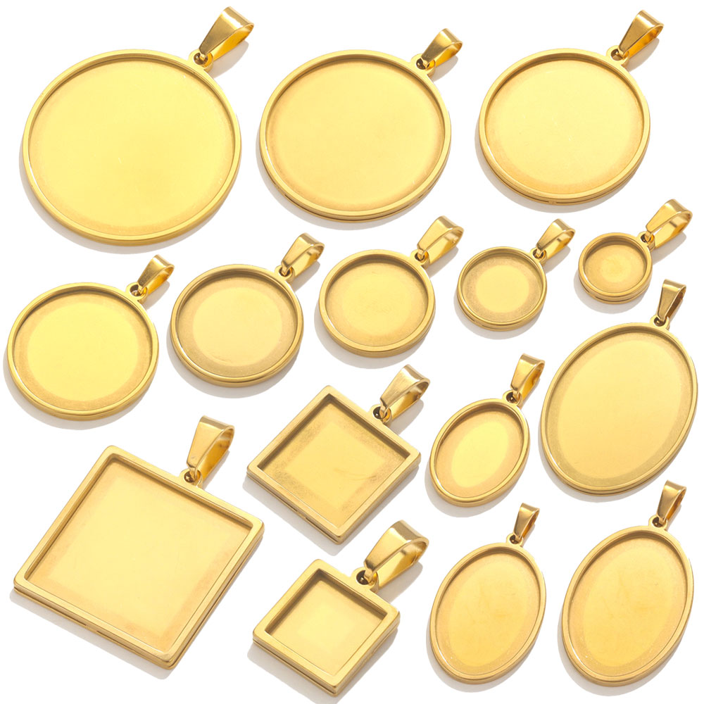 5pcs 스테인레스 스틸 펜던트 카보 숑 기본 트레이  - Bezels Set Pendant 리뷰 및 가격
