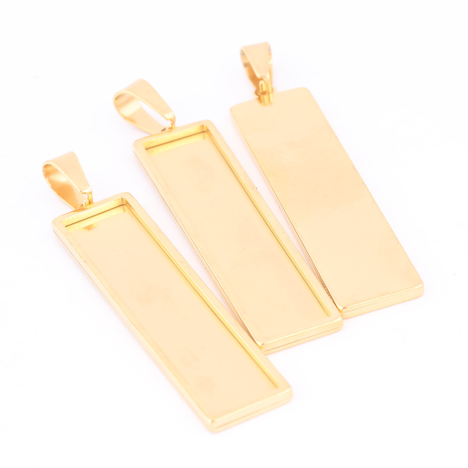 스테인레스 스틸 금도금 직사각형 카보숑 펜던트 베이스  - Bezels Set Pendant 리뷰 및 가격