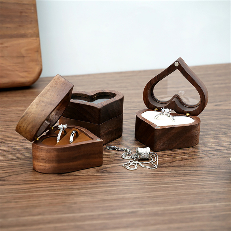 1개 하트 모양 호두나무 반지 상자 프로포즈 약혼 반지 - Wood Ring Blank 리뷰 및 가격