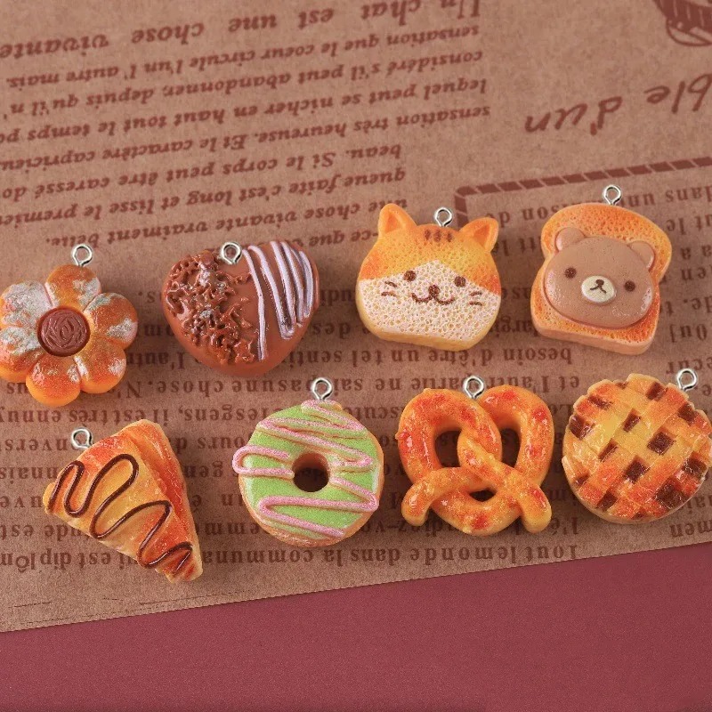 10개 귀여운 가짜 음식 레진 펜던트 토스트 도넛 빵  - Resin Crafts Diy 리뷰 및 가격