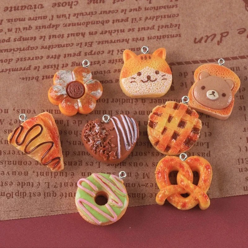 10개 귀여운 가짜 음식 레진 펜던트 토스트 도넛 빵  - Resin Crafts Diy 리뷰 및 가격