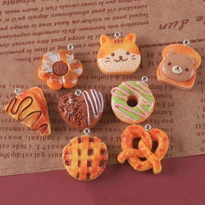 10개 귀여운 가짜 음식 레진 펜던트 토스트 도넛 빵  - Resin Crafts Diy 리뷰 및 가격