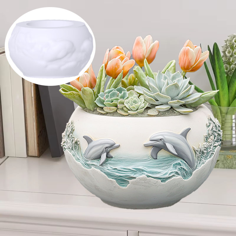 커플 돌고래 구호 즙이 많은 식물 화분 수지 실리콘 금 - Resin Ocean Wave Mold 리뷰 및 가격