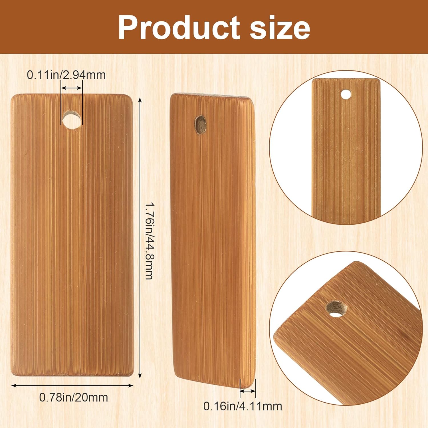 50Pcs 천연 나무 공백 45x20mm 대나무 태그  - Wood Ring Blank 리뷰 및 가격
