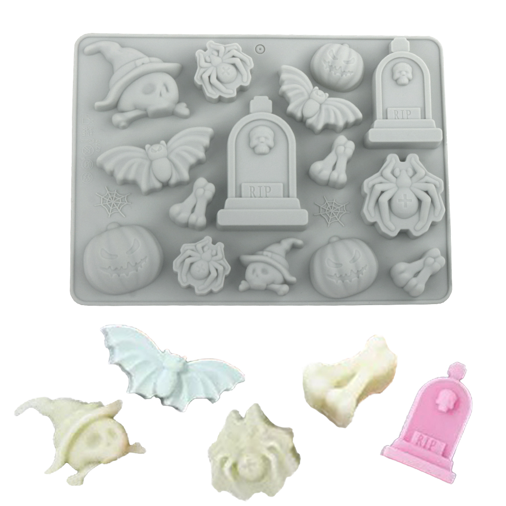 할로윈 요소 묘비 거미 호박 박쥐 두개골 실리콘 초콜릿 - Silicone Mold Tray 리뷰 및 가격