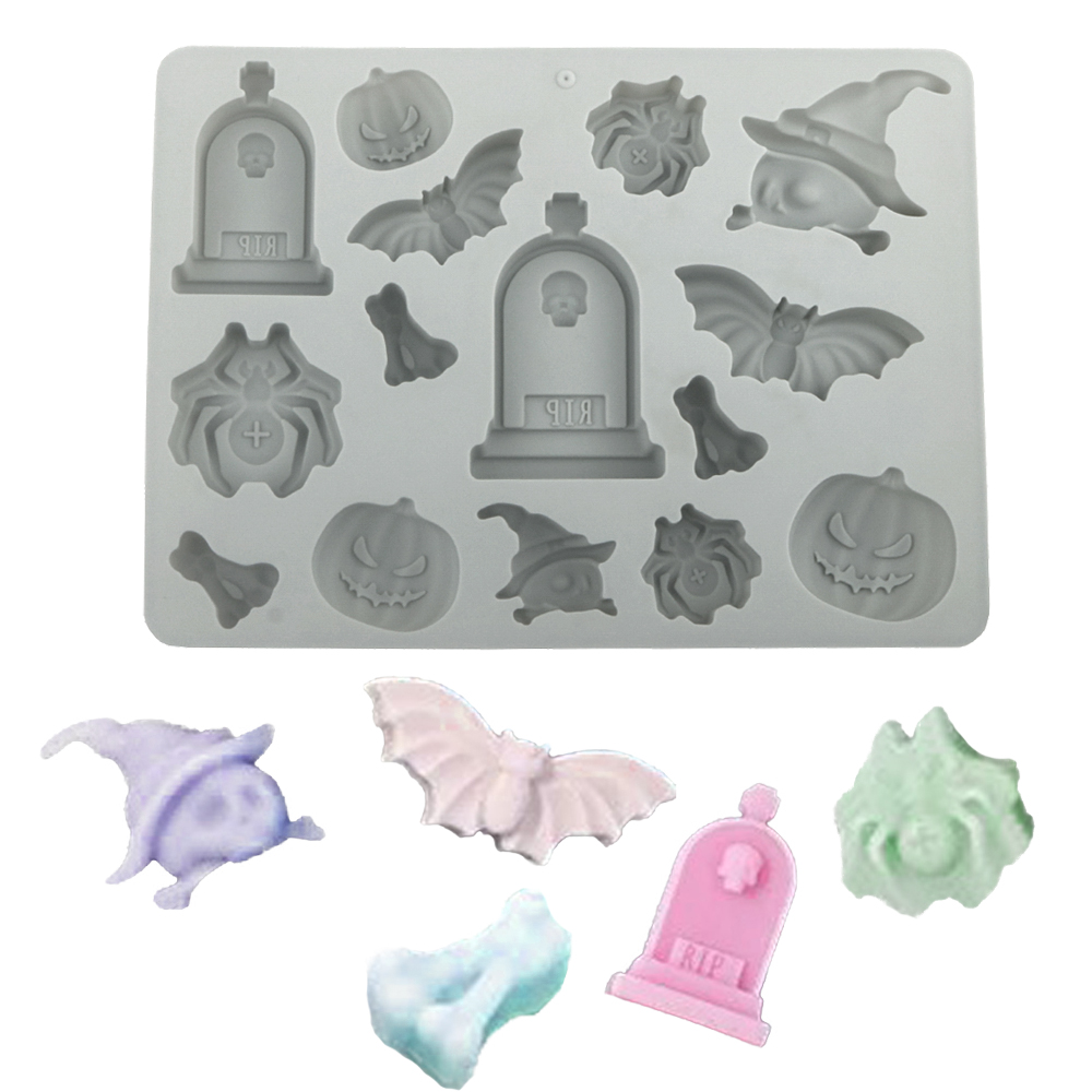 할로윈 요소 묘비 거미 호박 박쥐 두개골 실리콘 초콜릿 - Silicone Mold Tray 리뷰 및 가격