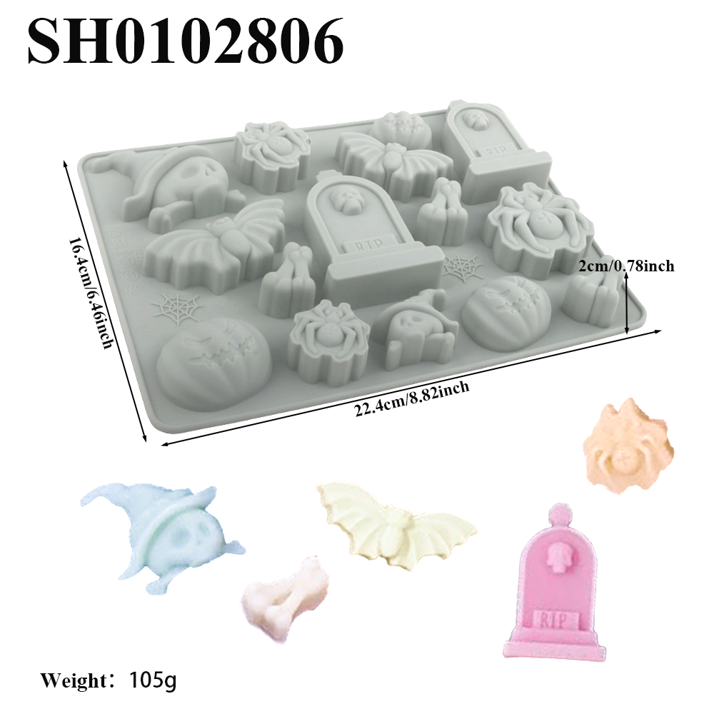 할로윈 요소 묘비 거미 호박 박쥐 두개골 실리콘 초콜릿 - Silicone Mold Tray 리뷰 및 가격