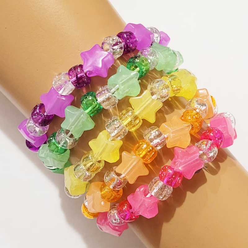 5 글로우 스타 칸디 팔찌 세트, 글리터 팔찌, 칸디  - Resin Glitter Pack 리뷰 및 가격